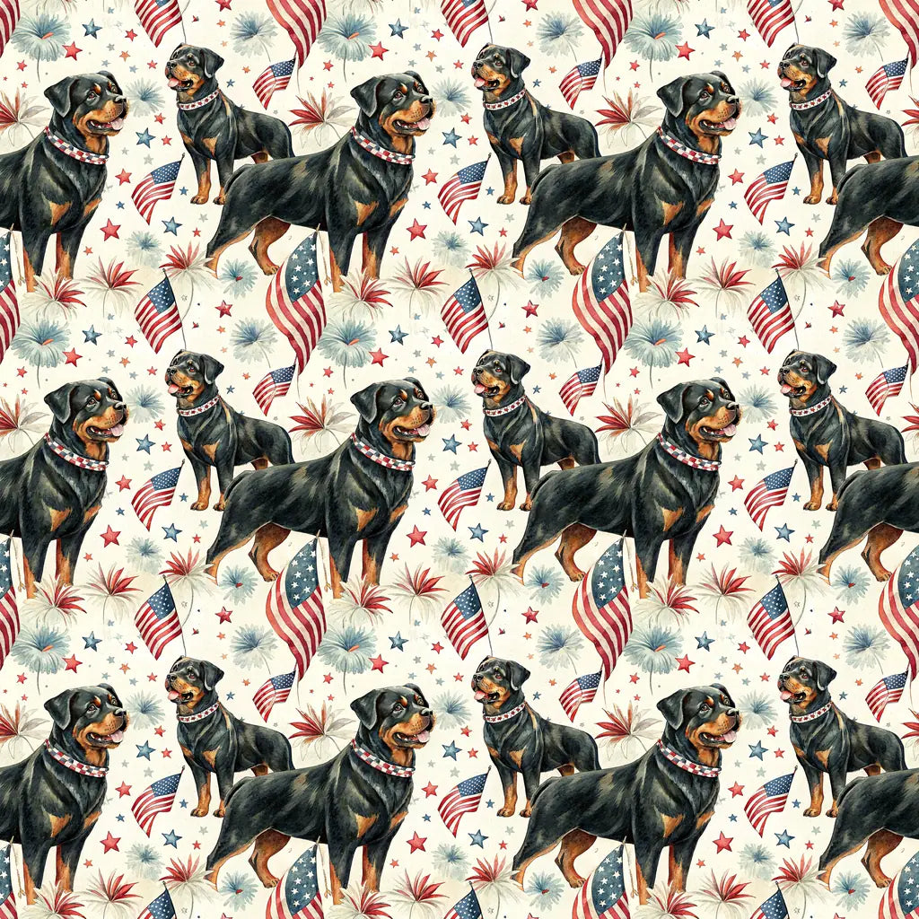 Rottweiler Americana Wrapping Paper — repeating pattern tile