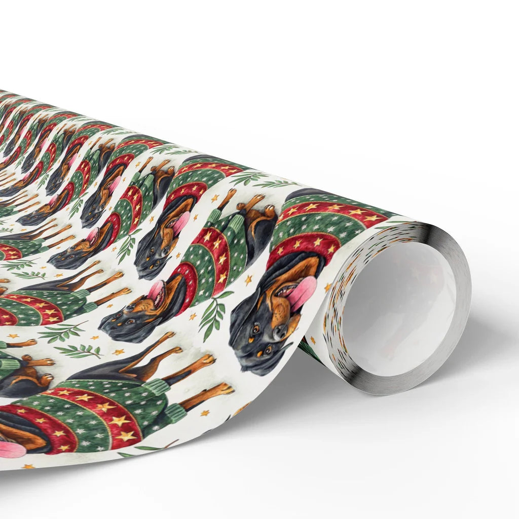 Rottweiler Christmas Ugly Sweater Wrapping Paper — paper roll