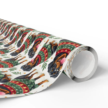 Rottweiler Christmas Ugly Sweater Wrapping Paper — paper roll