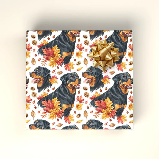 Rottweiler Fall Autumn Wrapping Paper — wrapped gift presentation