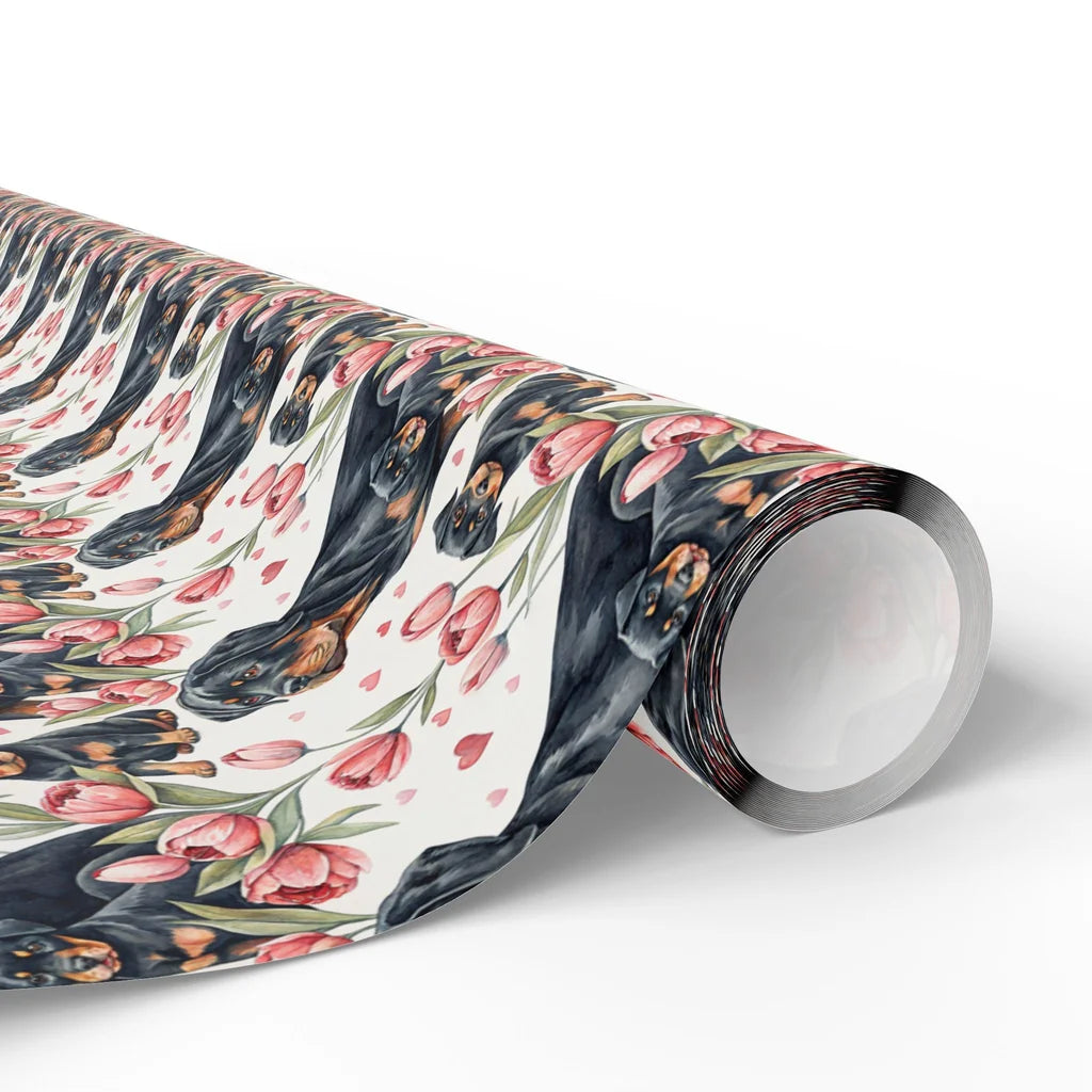 Rottweiler Floral Wrapping Paper — paper roll