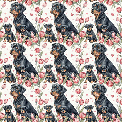 Rottweiler Floral Wrapping Paper — repeating pattern tile