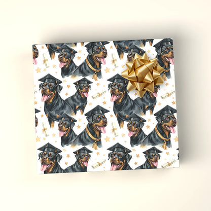 Rottweiler Graduation Wrapping Paper — wrapped gift presentation