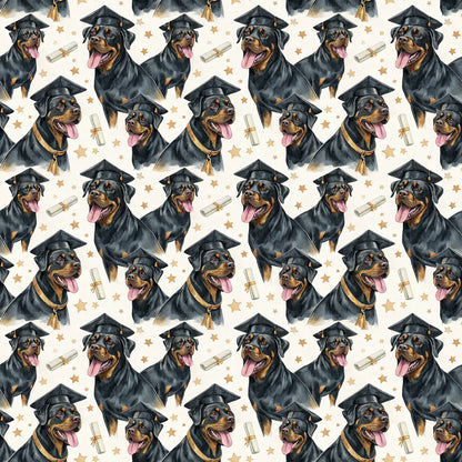 Rottweiler Graduation Wrapping Paper — repeating pattern tile
