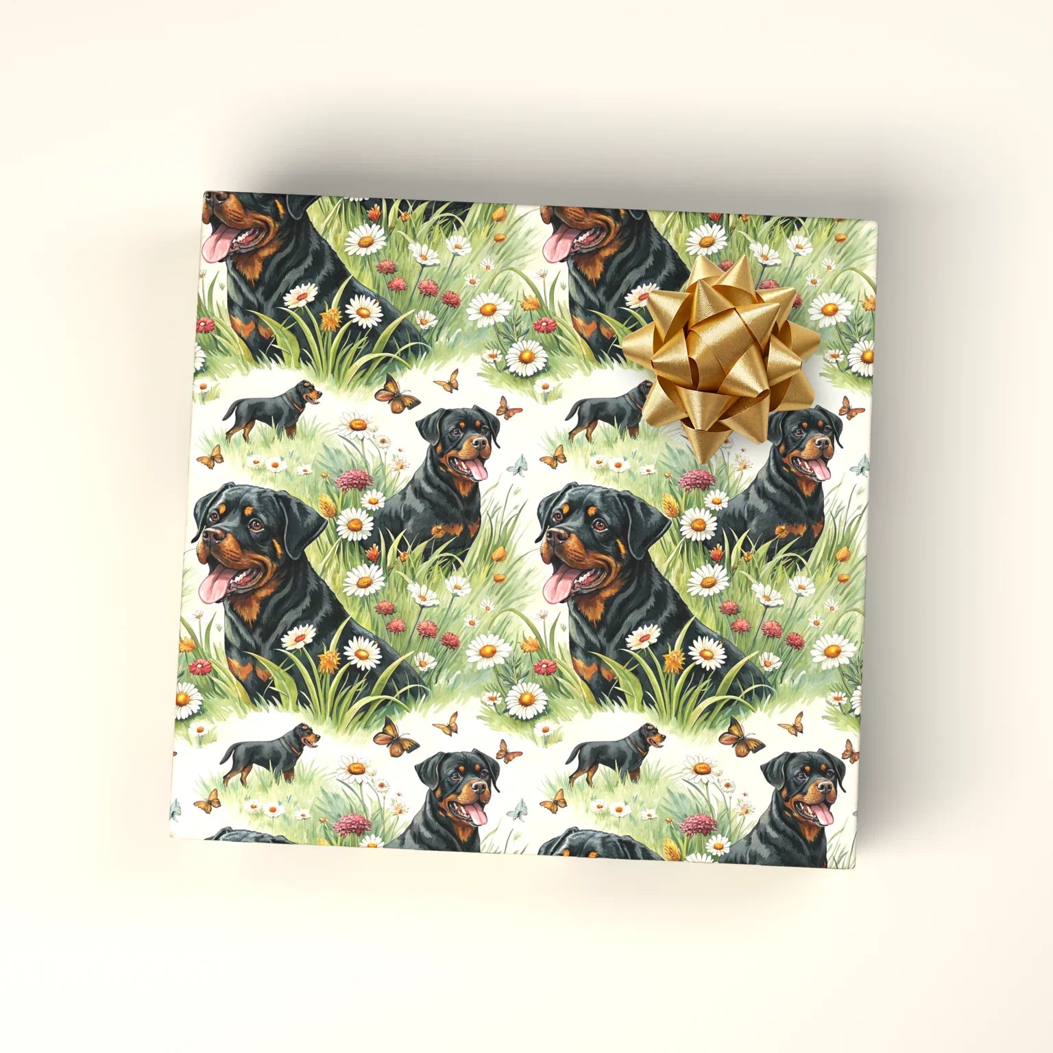 Rottweiler in a Wildflower Meadow Wrapping Paper — wrapped gift presentation