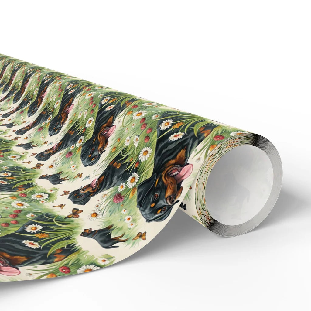 Rottweiler in a Wildflower Meadow Wrapping Paper — paper roll