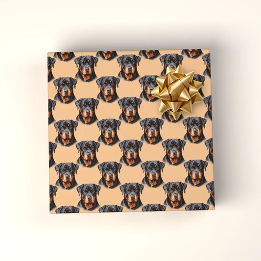 Rottweiler Portrait Wrapping Paper — wrapped gift presentation