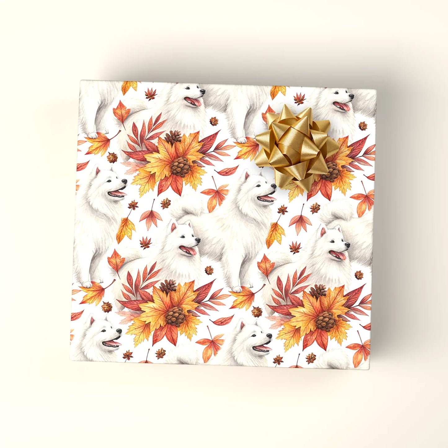 Samoyed Autumn Wrapping Paper — wrapped gift presentation
