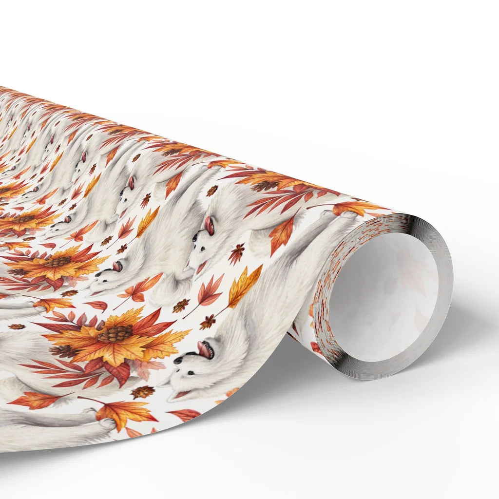 Samoyed Autumn Wrapping Paper — paper roll
