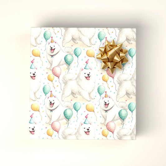 Samoyed Birthday Wrapping Paper — wrapped gift presentation
