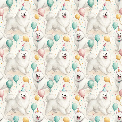 Samoyed Birthday Wrapping Paper — repeating pattern tile