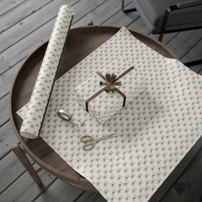 Samoyed Portrait Wrapping Paper — gift wrapping presented on a wooden table