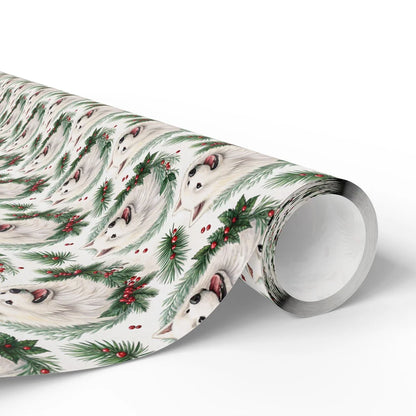 Samoyed Portrait Wreath Wrapping Paper — paper roll