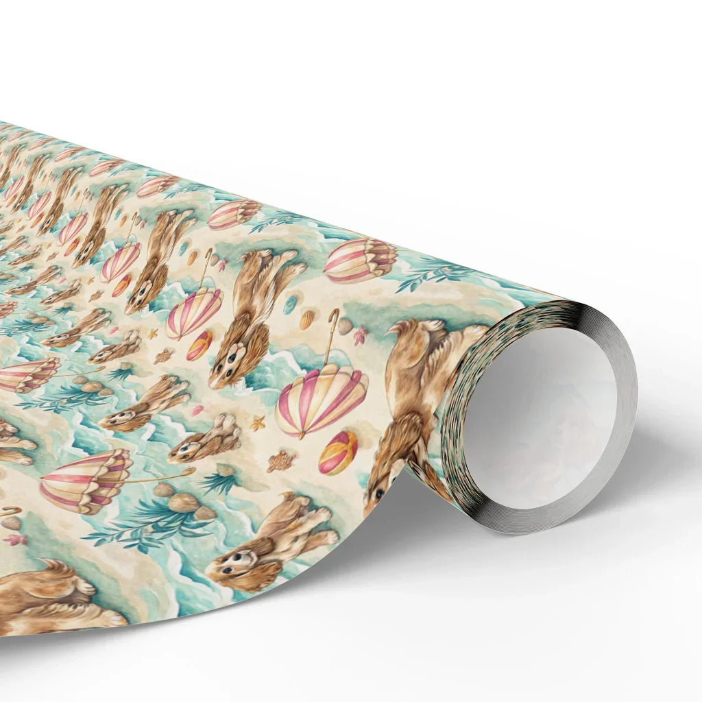 Sandy Paws: Cocker Spaniel Beach Day Wrapping Paper — paper roll