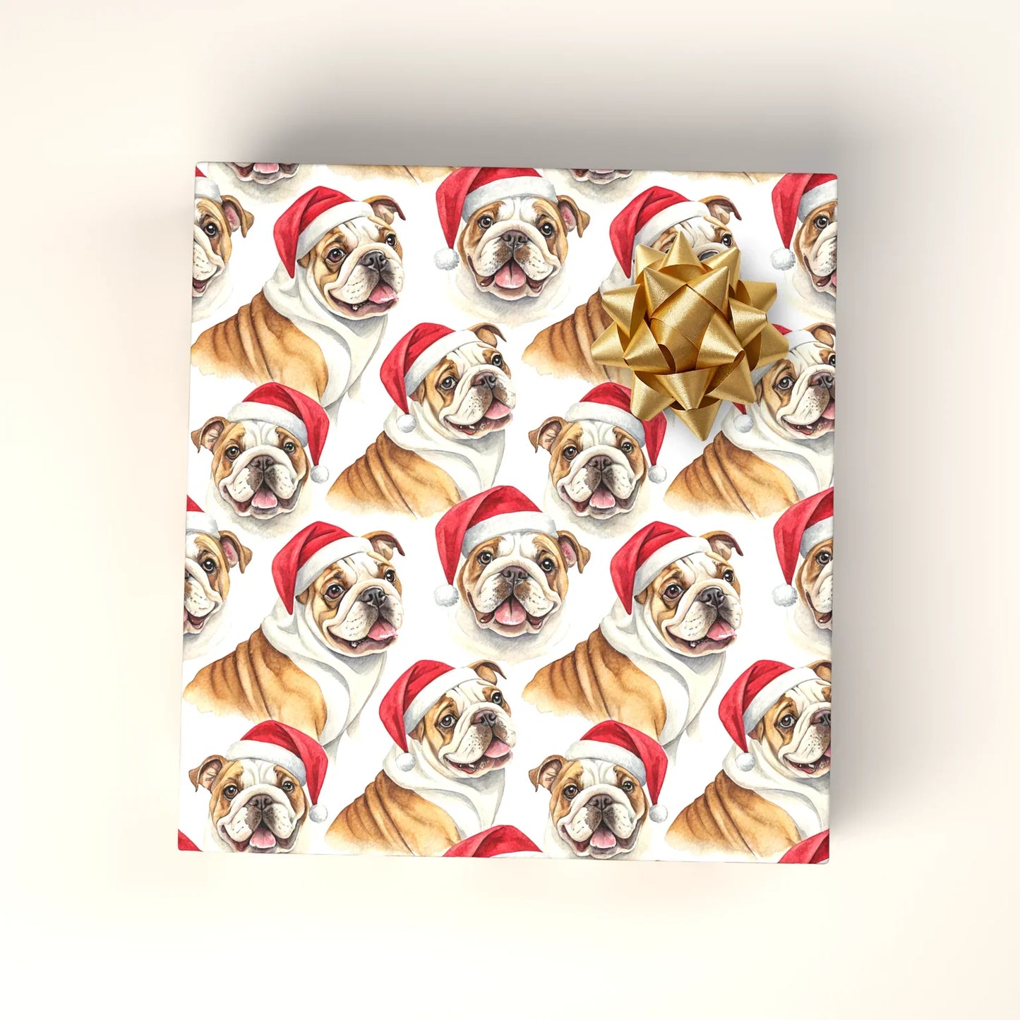 Santa Bulldog Christmas Wrapping Paper — wrapped gift presentation