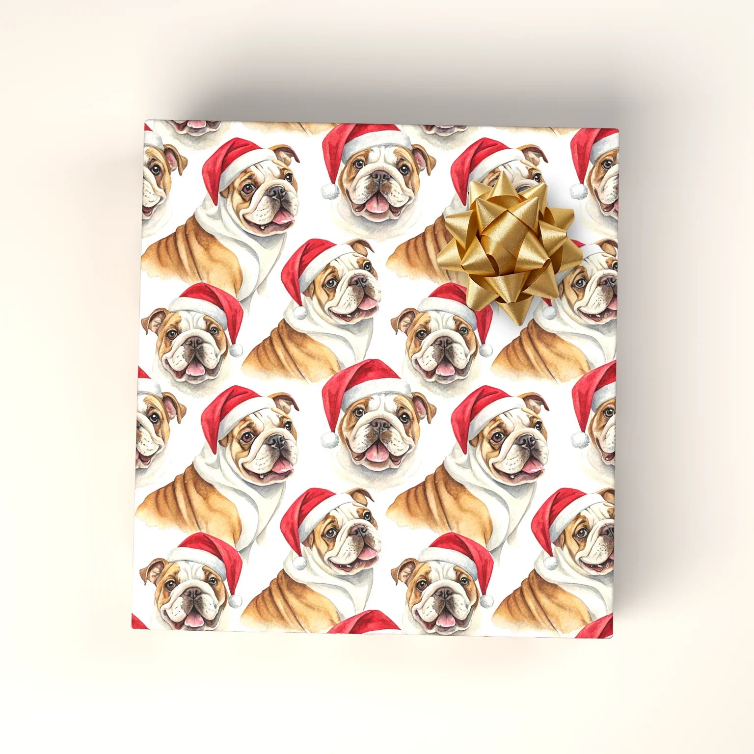 Santa Bulldog Christmas Wrapping Paper — wrapped gift presentation