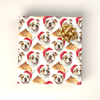 Santa Bulldog Christmas Wrapping Paper — wrapped gift presentation