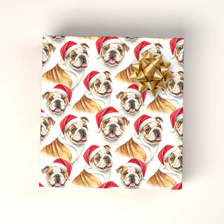 Santa Paws English Bulldog Christmas Wrapping Paper
