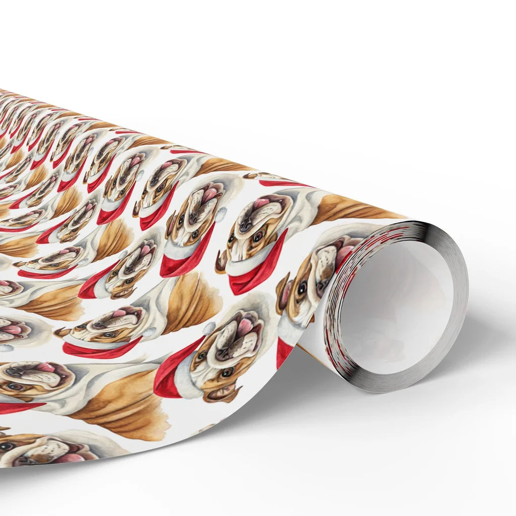 Santa Bulldog Christmas Wrapping Paper — paper roll