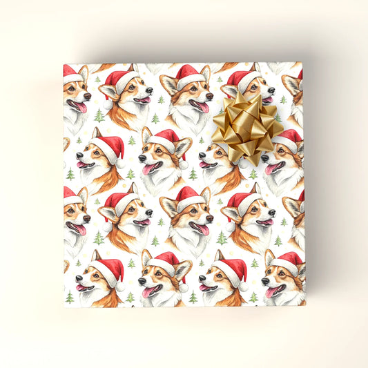 Santa Corgi Christmas Wrapping Paper — wrapped gift presentation