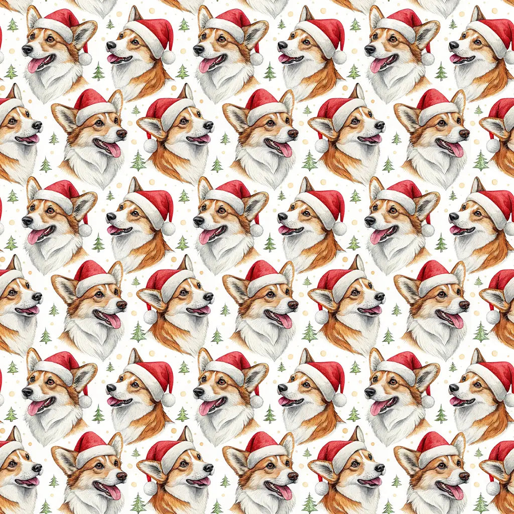 Santa Corgi Christmas Wrapping Paper — repeating pattern tile