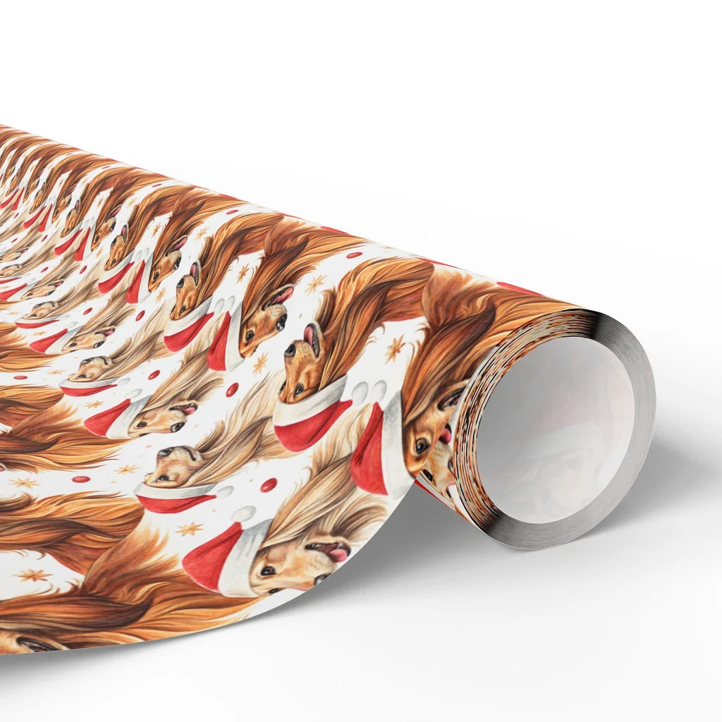 Santa Paws Afghan Hound Christmas Wrapping Paper — paper roll