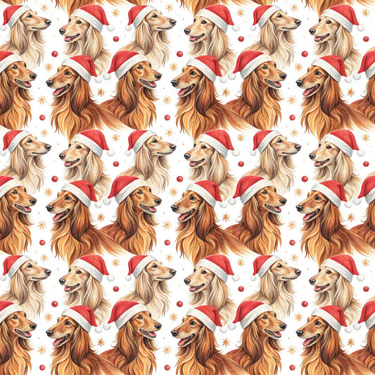 Santa Paws Afghan Hound Christmas Wrapping Paper — repeating pattern tile