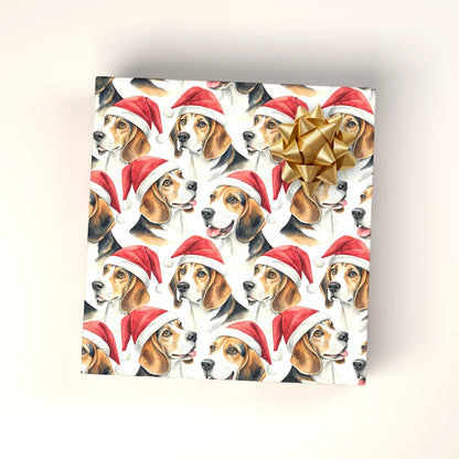 Santa Paws Beagle Christmas Wrapping Paper — wrapped gift presentation