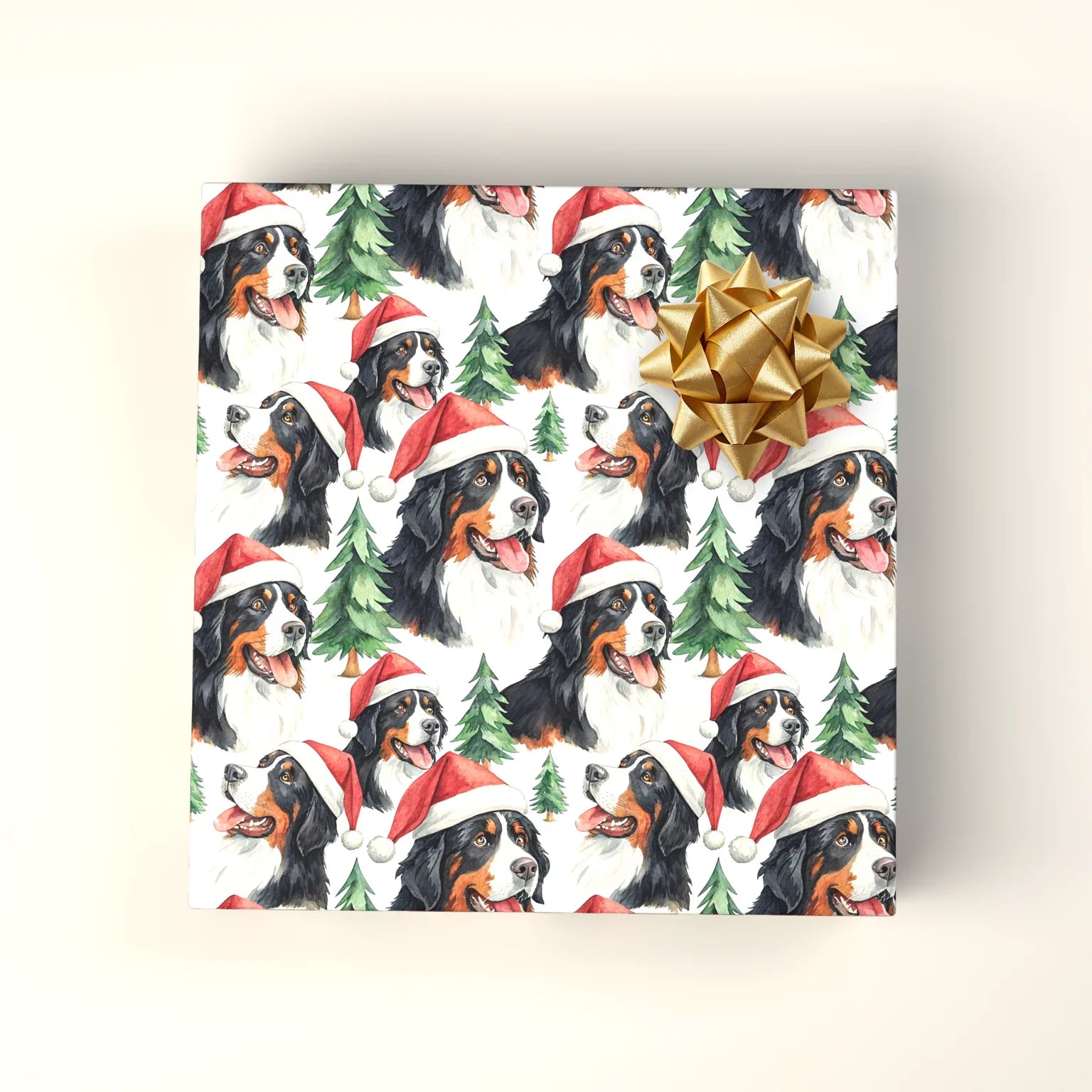 Santa Paws: Bernese Mountain Dog Christmas Wrapping Paper — wrapped gift presentation