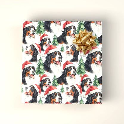 Santa Paws: Bernese Mountain Dog Christmas Wrapping Paper — wrapped gift presentation