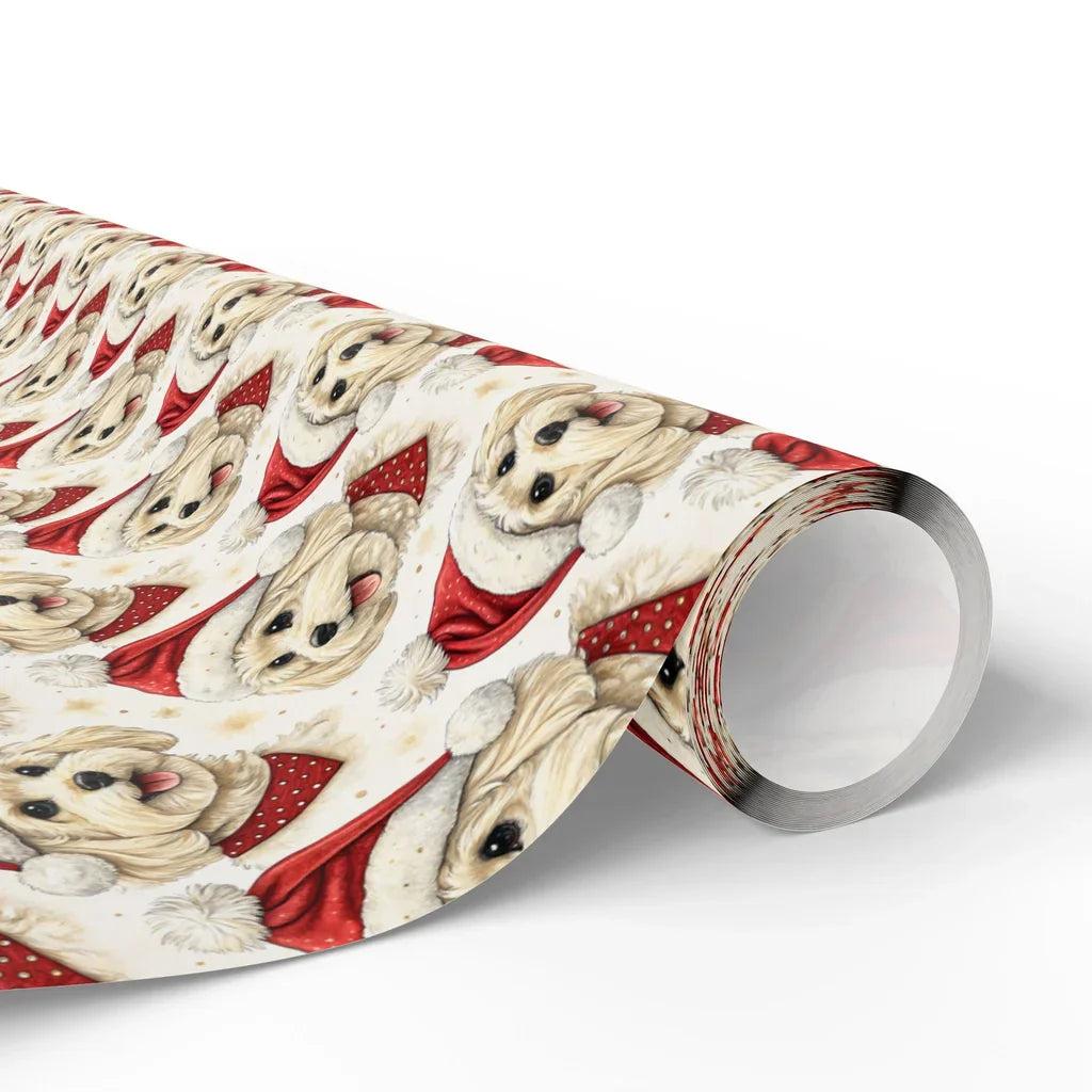 Santa Paws Bichon Frise Christmas Wrapping Paper — paper roll