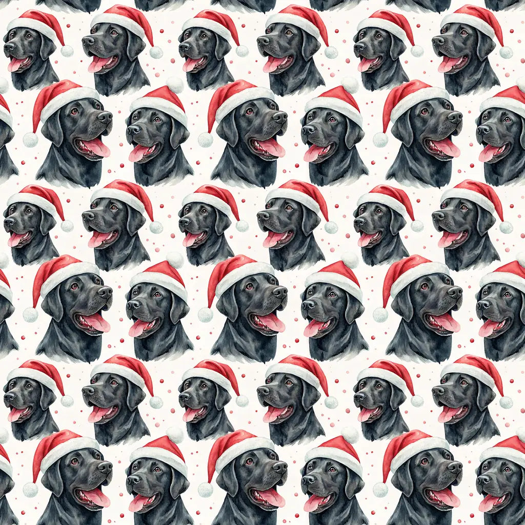 Santa Paws Black Lab Christmas Wrapping Paper — repeating pattern tile