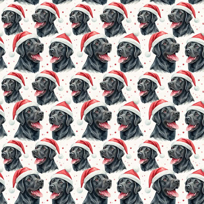 Santa Paws Black Lab Christmas Wrapping Paper — repeating pattern tile