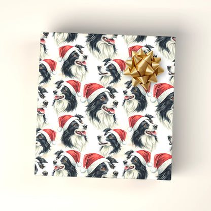 Santa Paws Border Collie Christmas Wrapping Paper — wrapped gift presentation