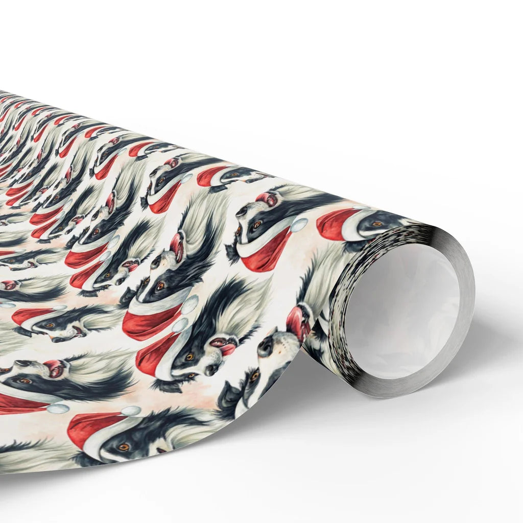 Santa Paws Border Collie Christmas Wrapping Paper — paper roll