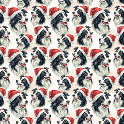 Santa Paws Border Collie Christmas Wrapping Paper — repeating pattern tile