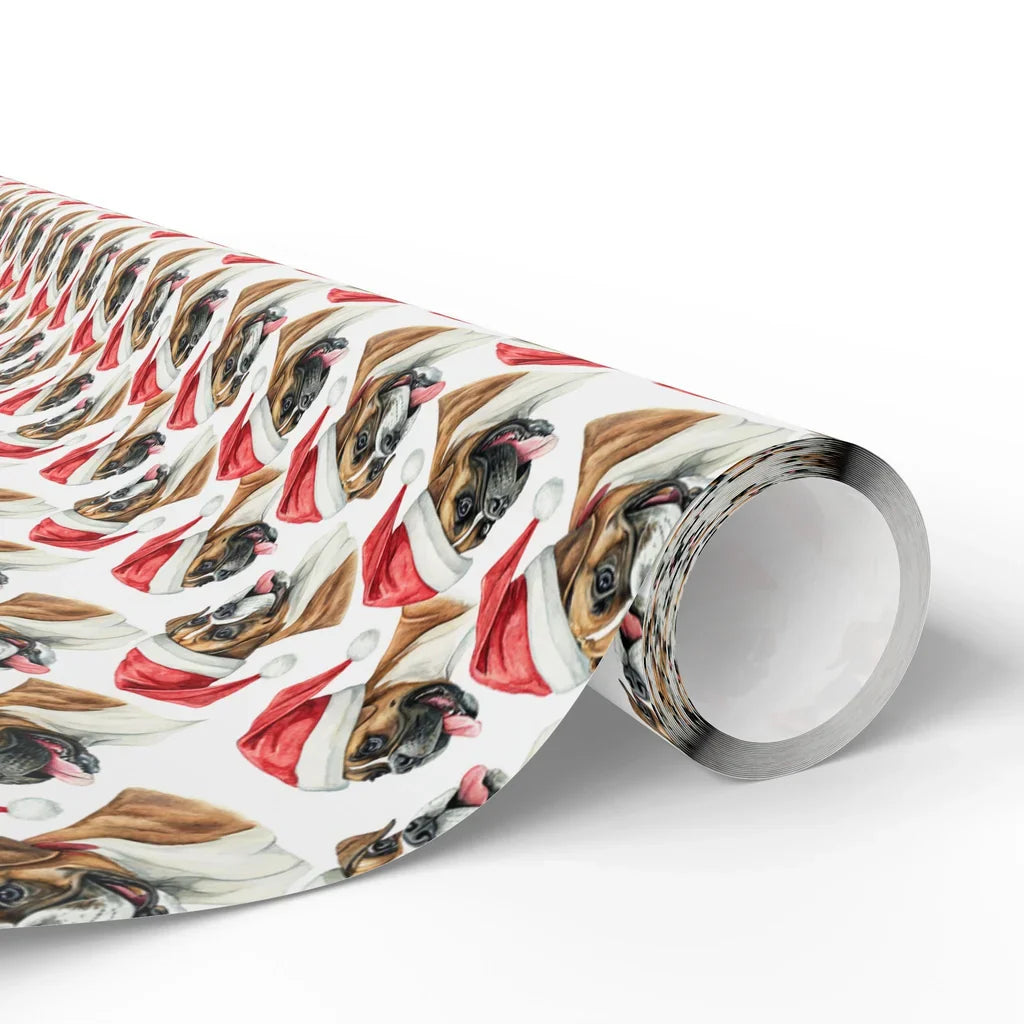 Santa Paws Boxer Christmas Wrapping Paper — paper roll