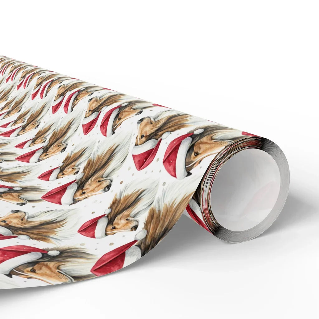 Santa Paws Collie Christmas Wrapping Paper — paper roll