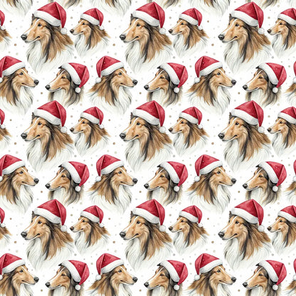 Santa Paws Collie Christmas Wrapping Paper — repeating pattern tile