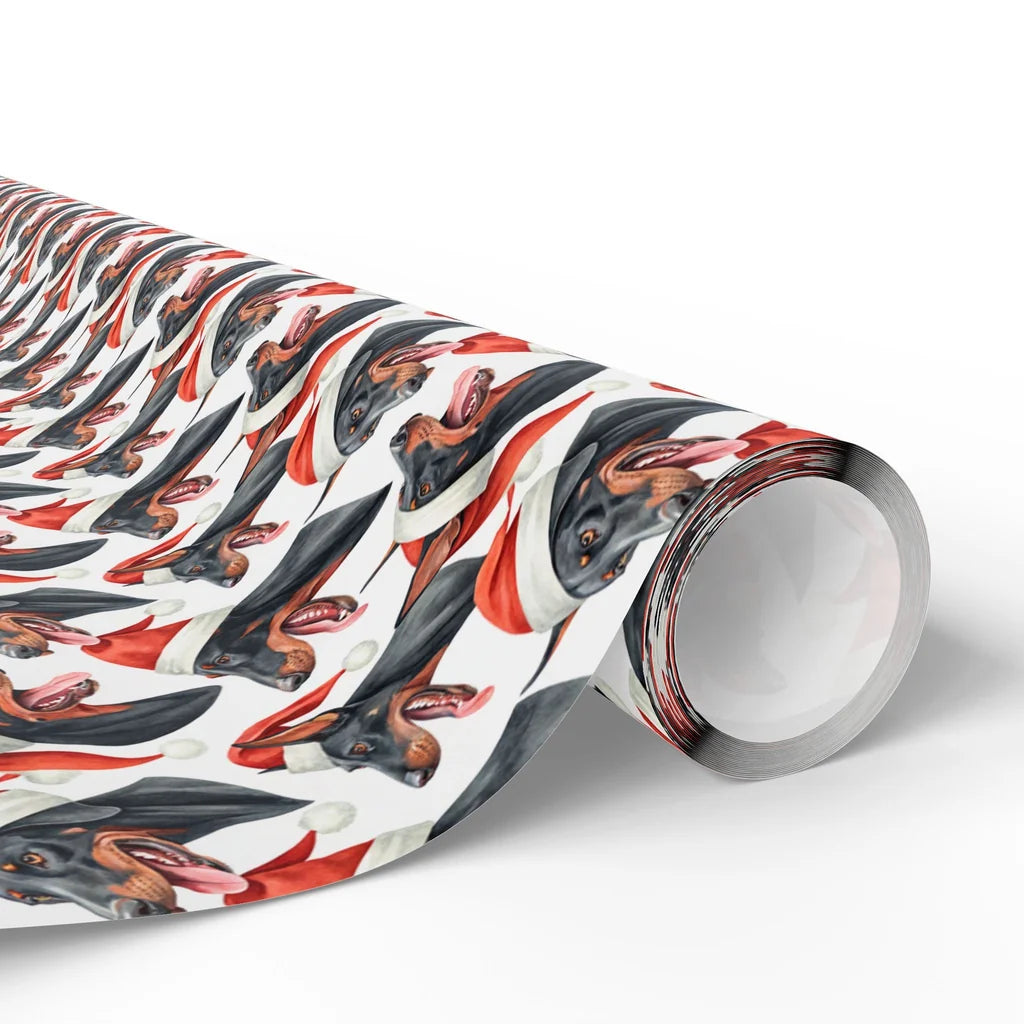 Santa Paws Doberman Christmas Wrapping Paper — paper roll