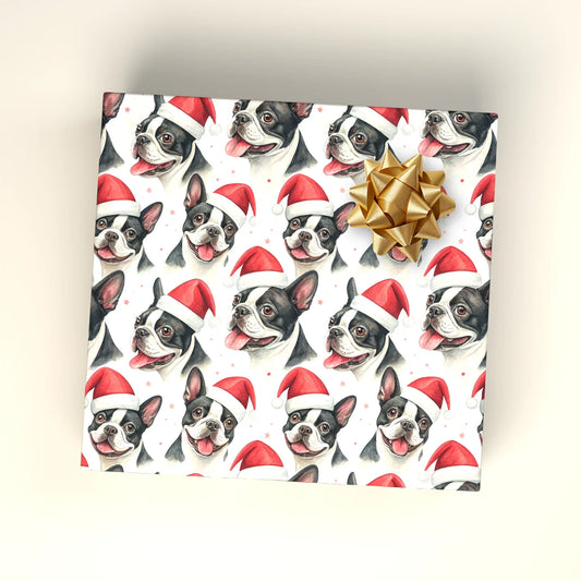 Santa Paws: French Bulldog Christmas Wrapping Paper — wrapped gift presentation