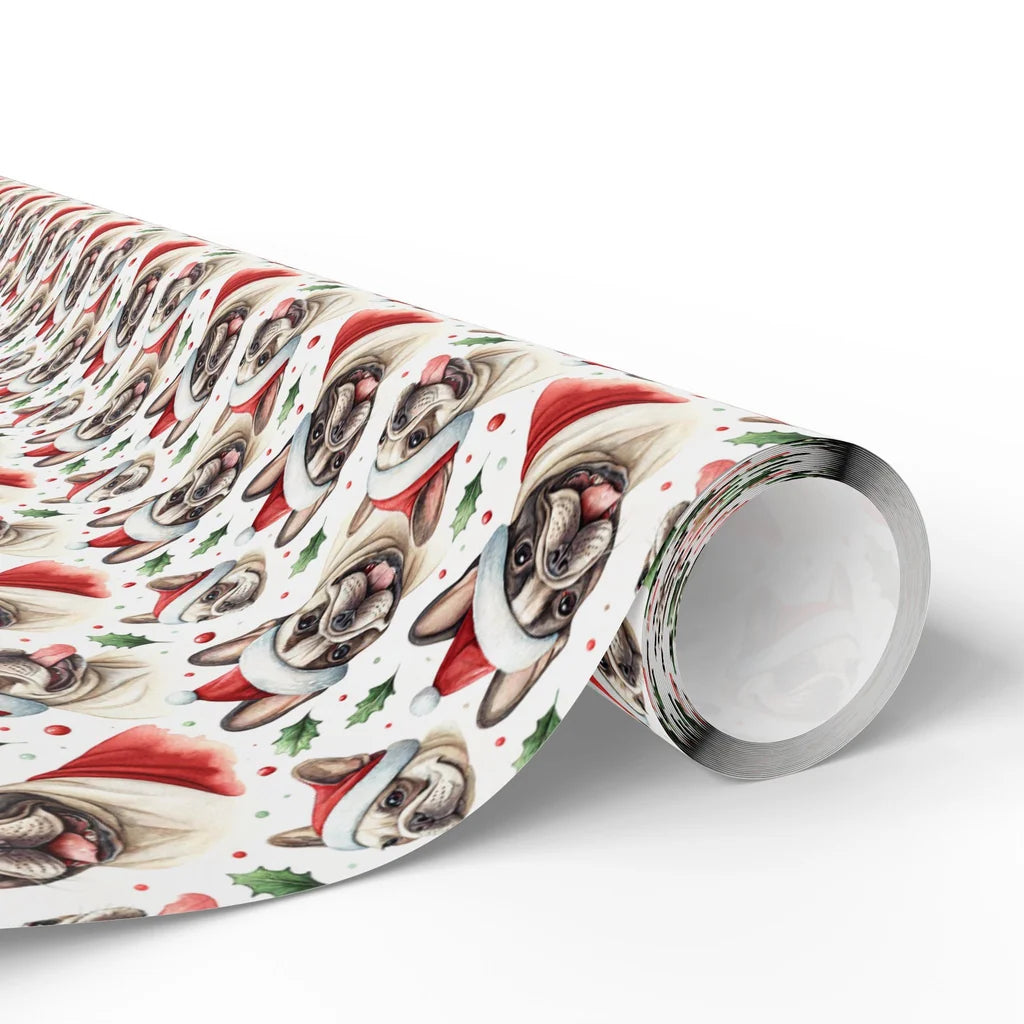 Santa Paws French Bulldog Christmas Wrapping Paper — paper roll