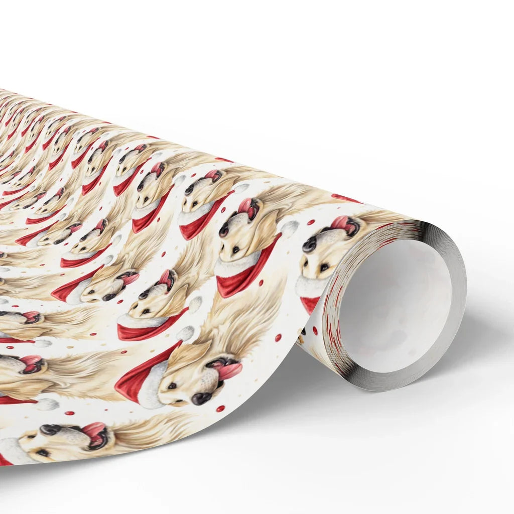 Santa Paws: Golden Retriever Christmas Wrapping Paper — paper roll