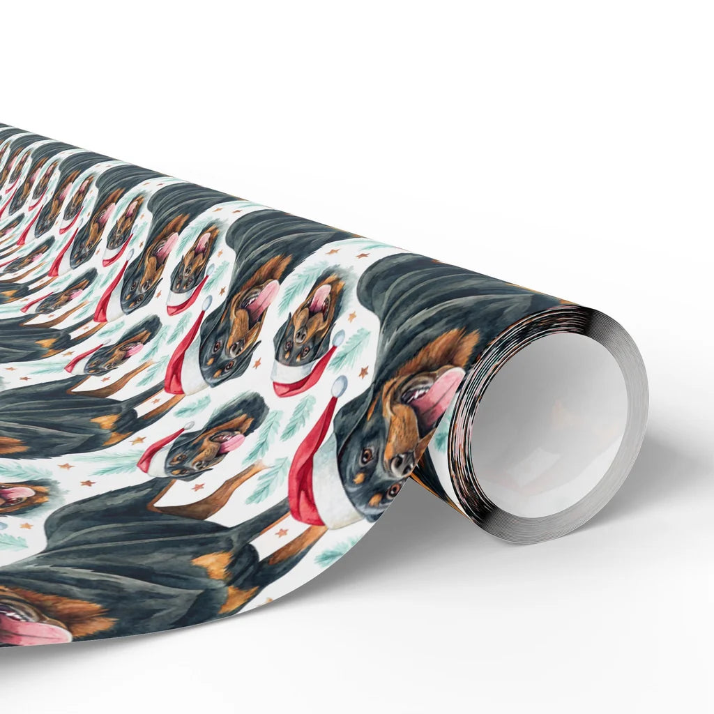 Santa Paws Rottweiler Christmas Wrapping Paper — paper roll