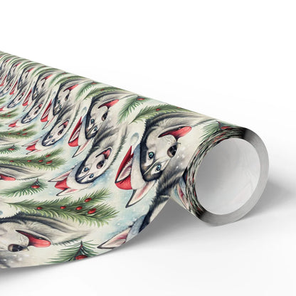 Santa Paws Siberian Husky Christmas Wrapping Paper — paper roll