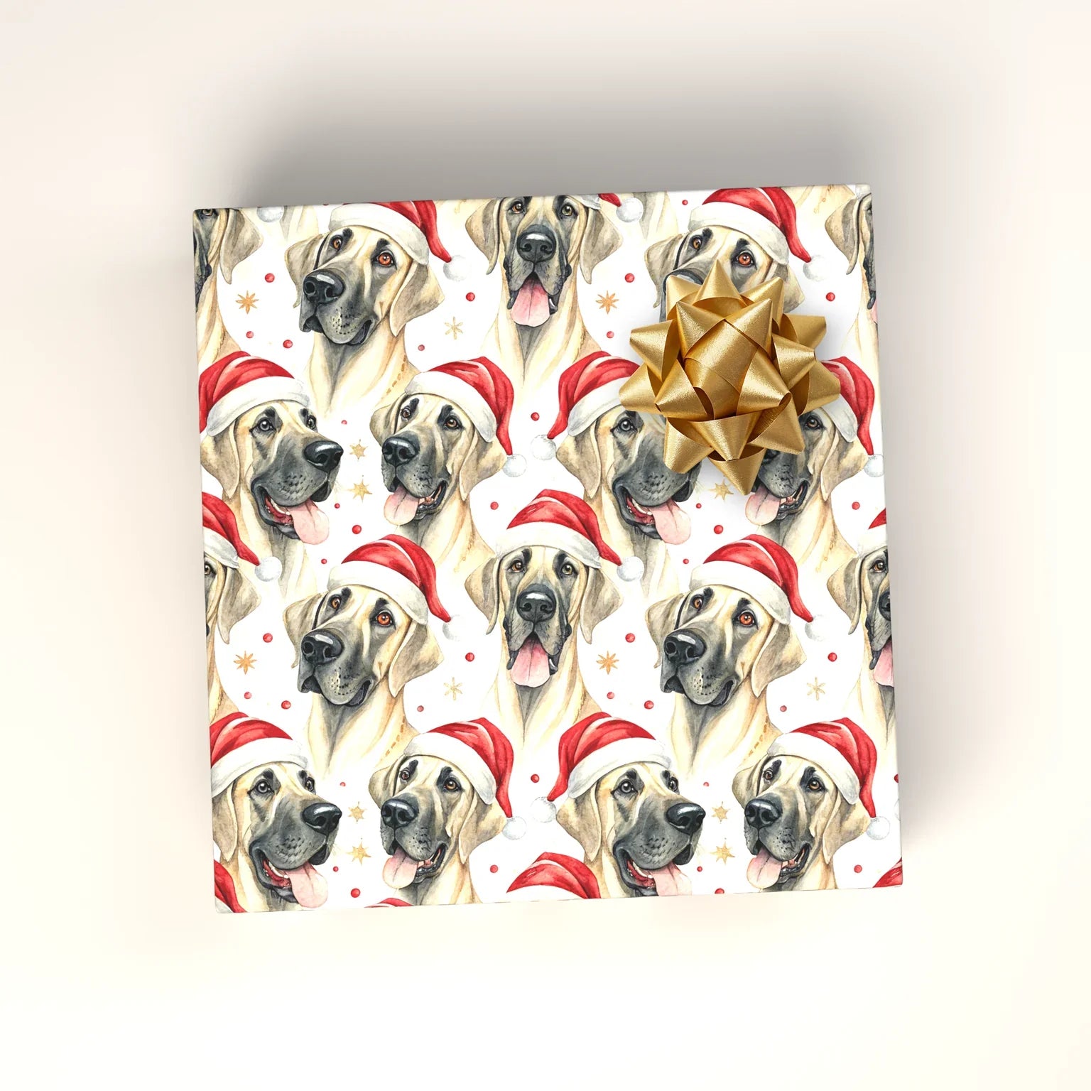 Santa Paws: Yellow Labrador Christmas Wrapping Paper — wrapped gift presentation