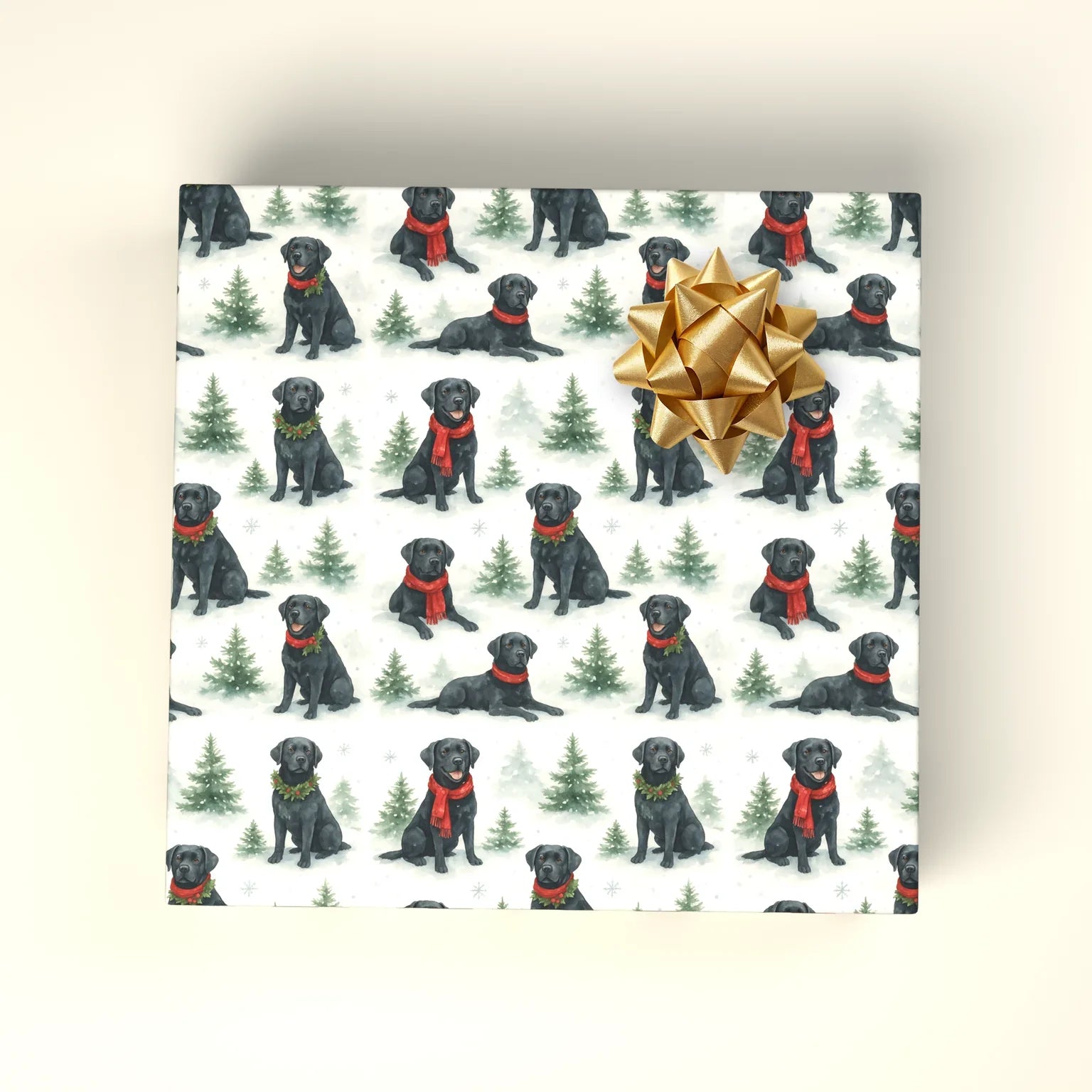 Scarf Season: Black Lab Christmas Wrapping Paper — wrapped gift presentation