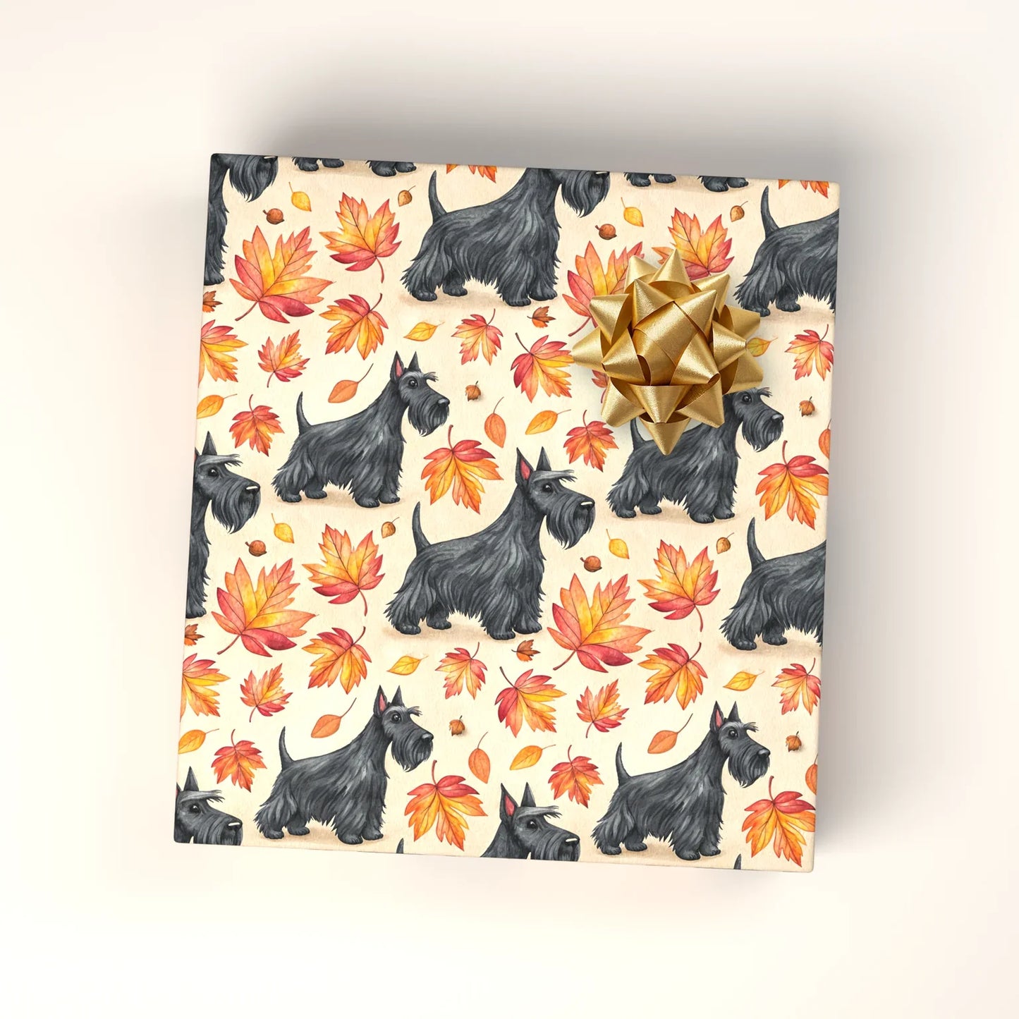 Scottish Terrier Autumn Wrapping Paper — wrapped gift presentation