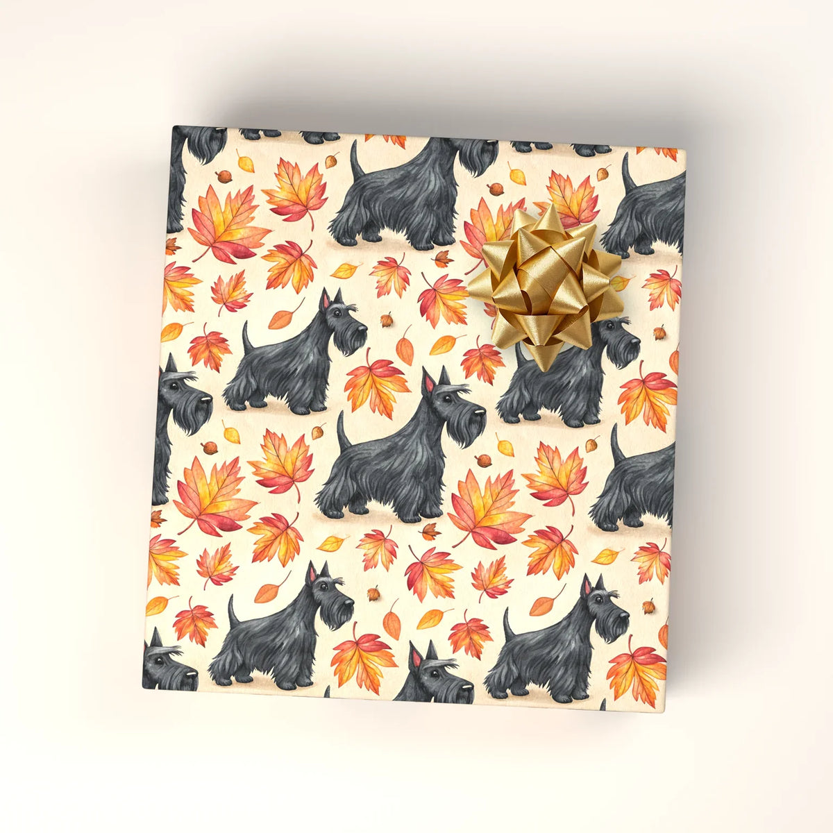 Scottish Terrier Autumn Wrapping Paper — wrapped gift presentation