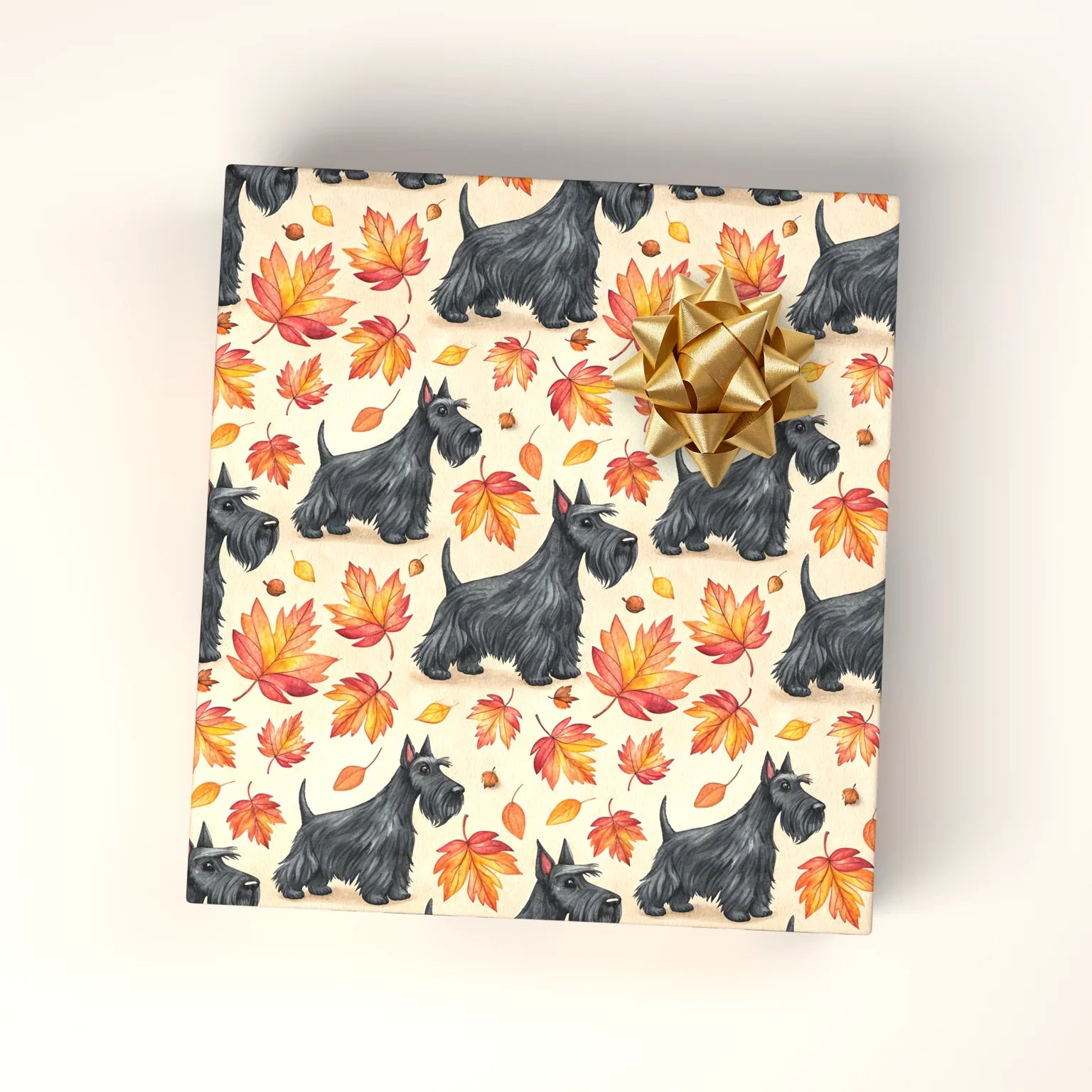 Scottish Terrier Autumn Wrapping Paper — wrapped gift presentation